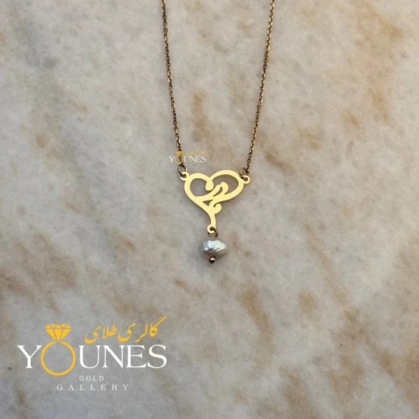 گردنبند طلا مادر قلبی مرواریدی